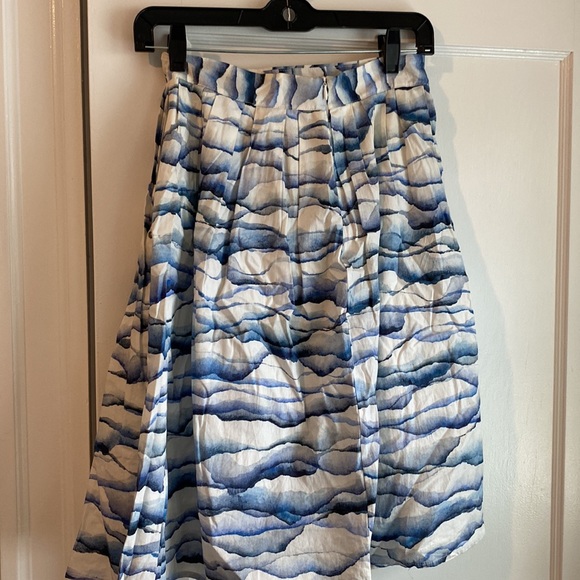 Ottod’ame made in Italy - Painterly blue and white cotton skirt - Picture 3 of 7